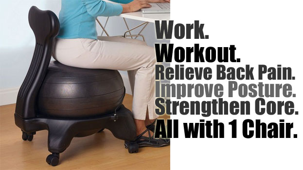 Gaiam Balance Ball Chair - to Work, Workout, Releive Back Pain, Improve Posture, Strengthen Core and more.